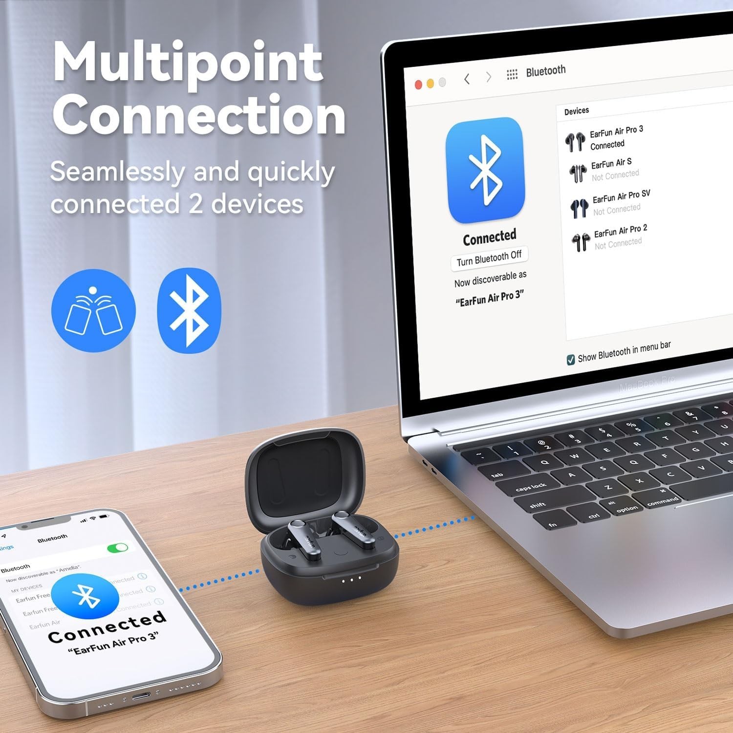 Wireless Earbuds Noise Cancelling Bluetooth 5.3 45H Playtime App EQ