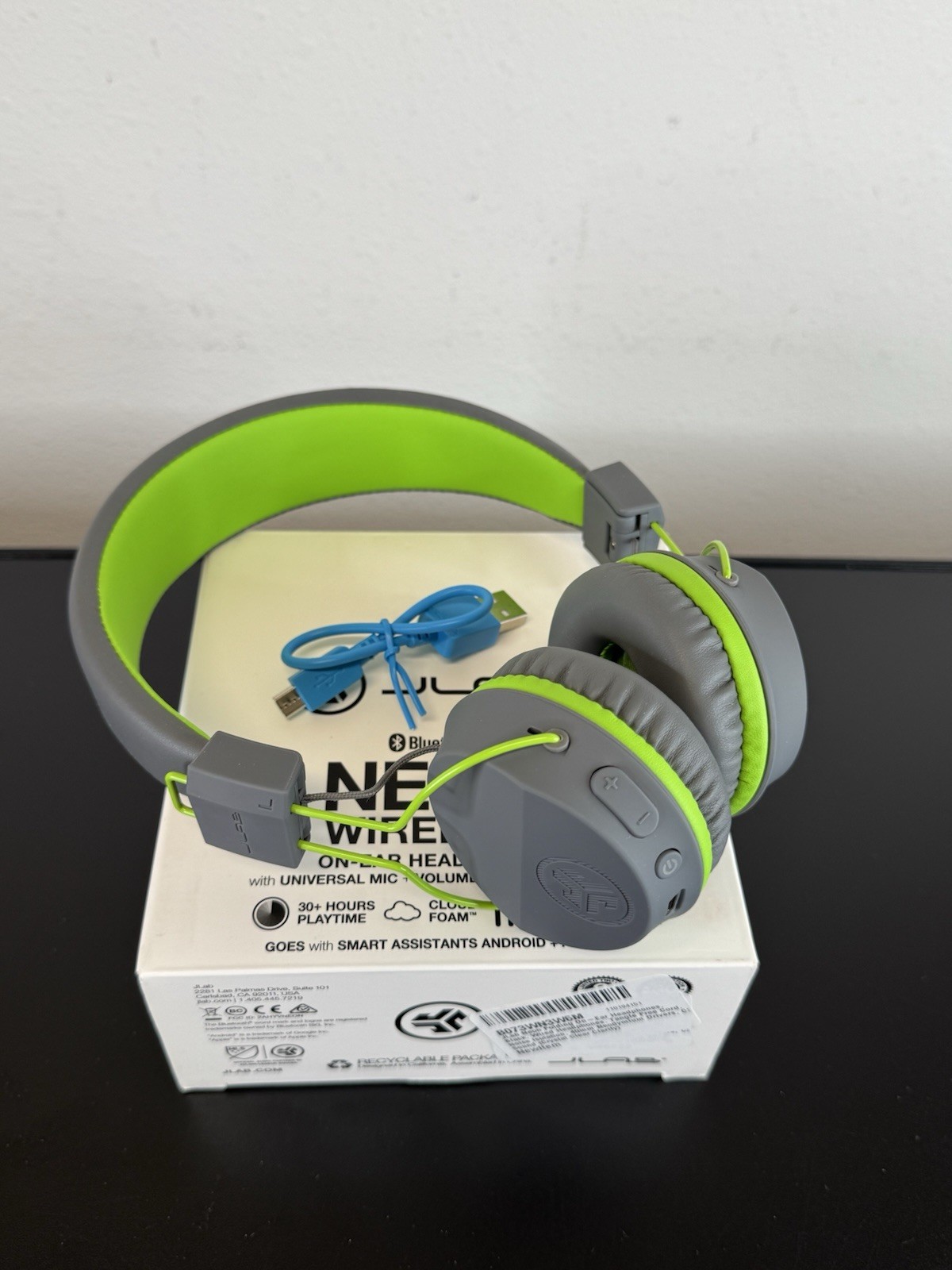 JLab Neon Bluetooth Folding On-Ear Headphones Wireless Headphones 13Hour Green