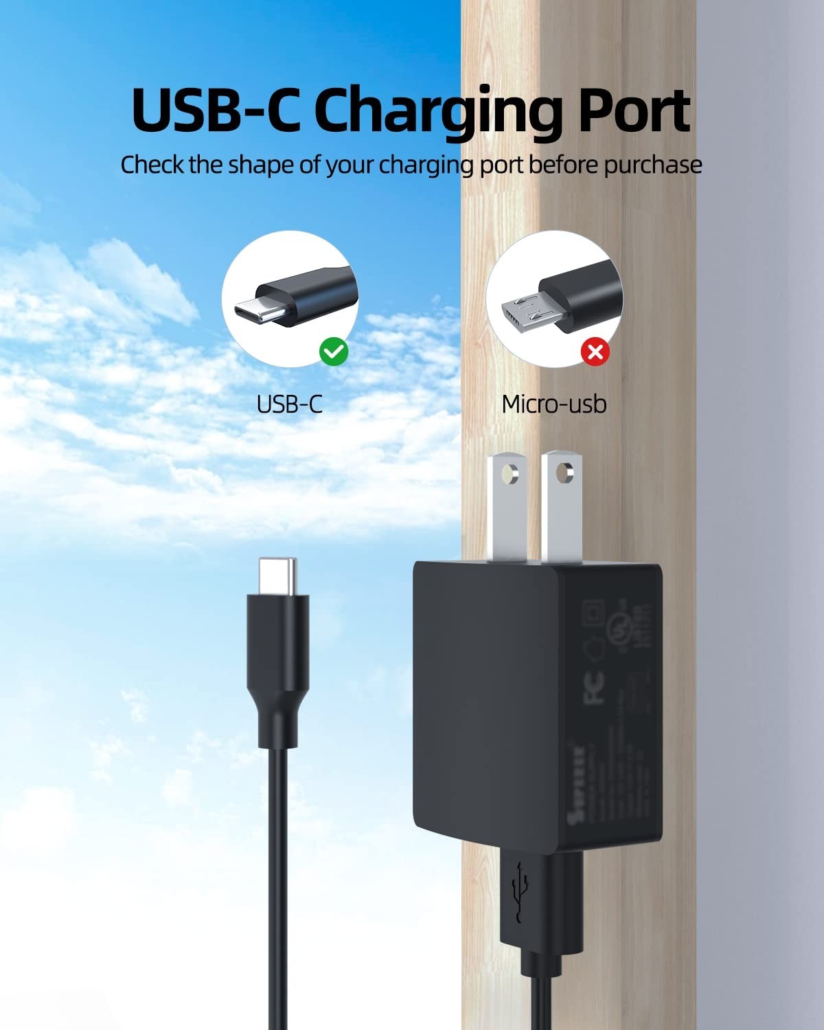 Portable USB C Charger Cable for Bluetooth Headphones and Speakers, 2A Current