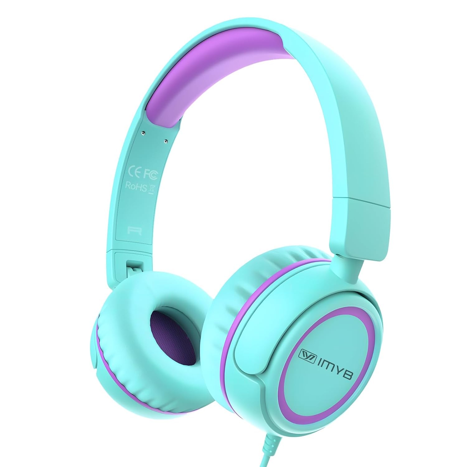 Kids Wired Headphones Adjustable Volume Limited 85dB for School Boys Girls Green
