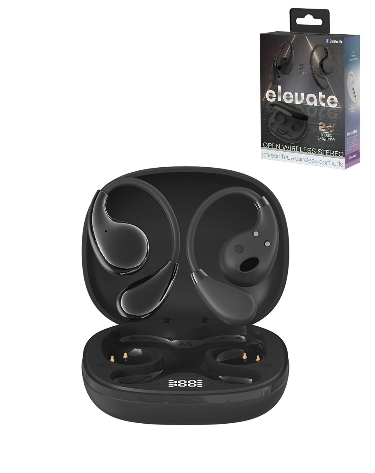 ELEVATE Open Wireless Stereo Earbuds – BLACK