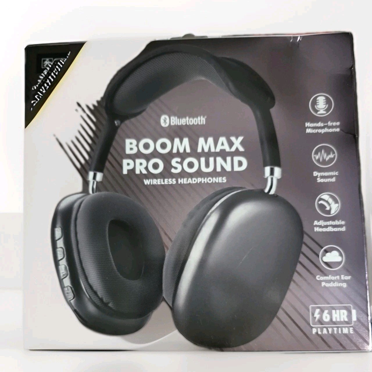 Fisher Boom Max Pro Sound Bluetooth Headphones, Dynamic Sound, Black Nwb