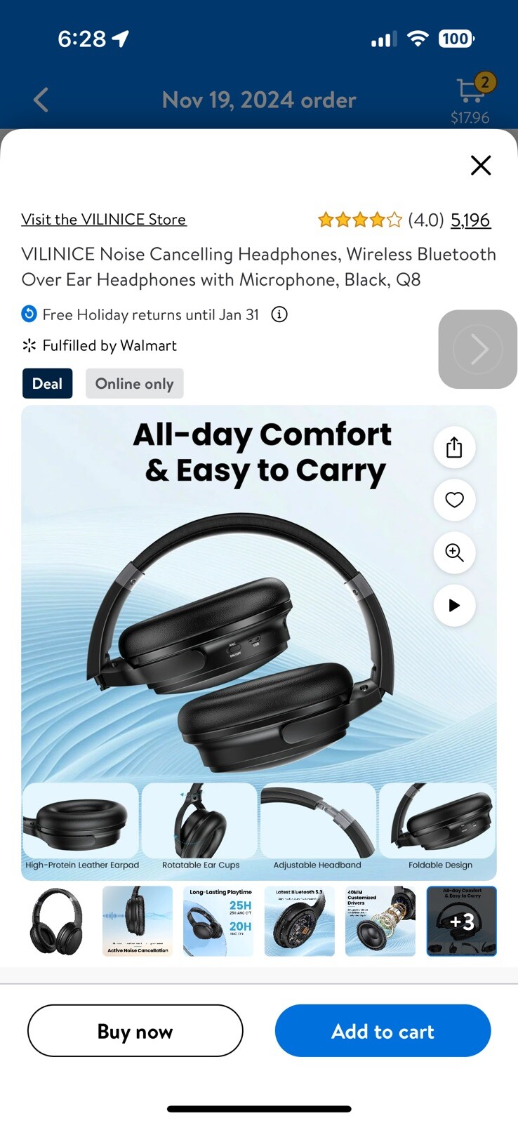 VILINICE Noise Cancelling Headphones
