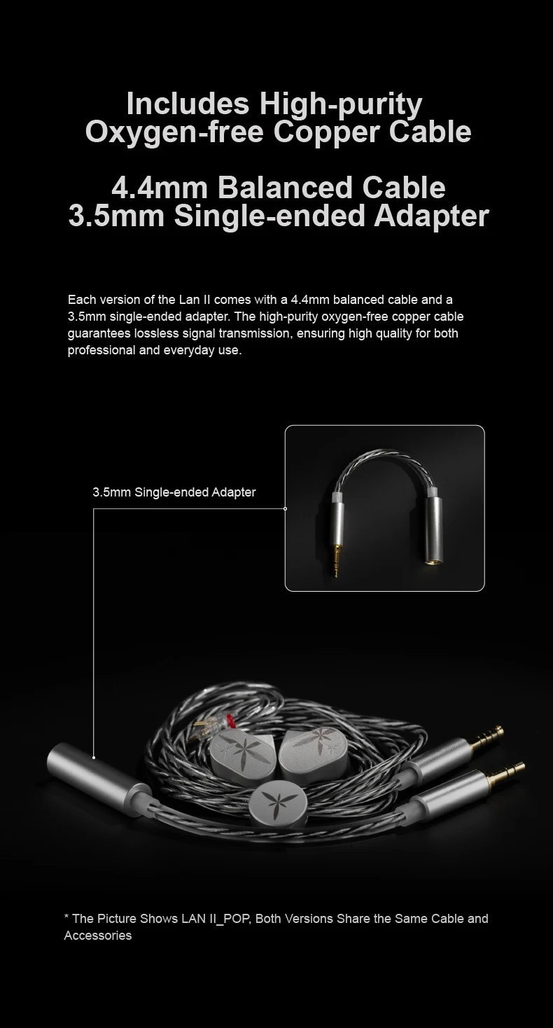 MOONDROP LAN II Earphones High Fidelity In Ear Wired HIFI Glass Diaphragm New