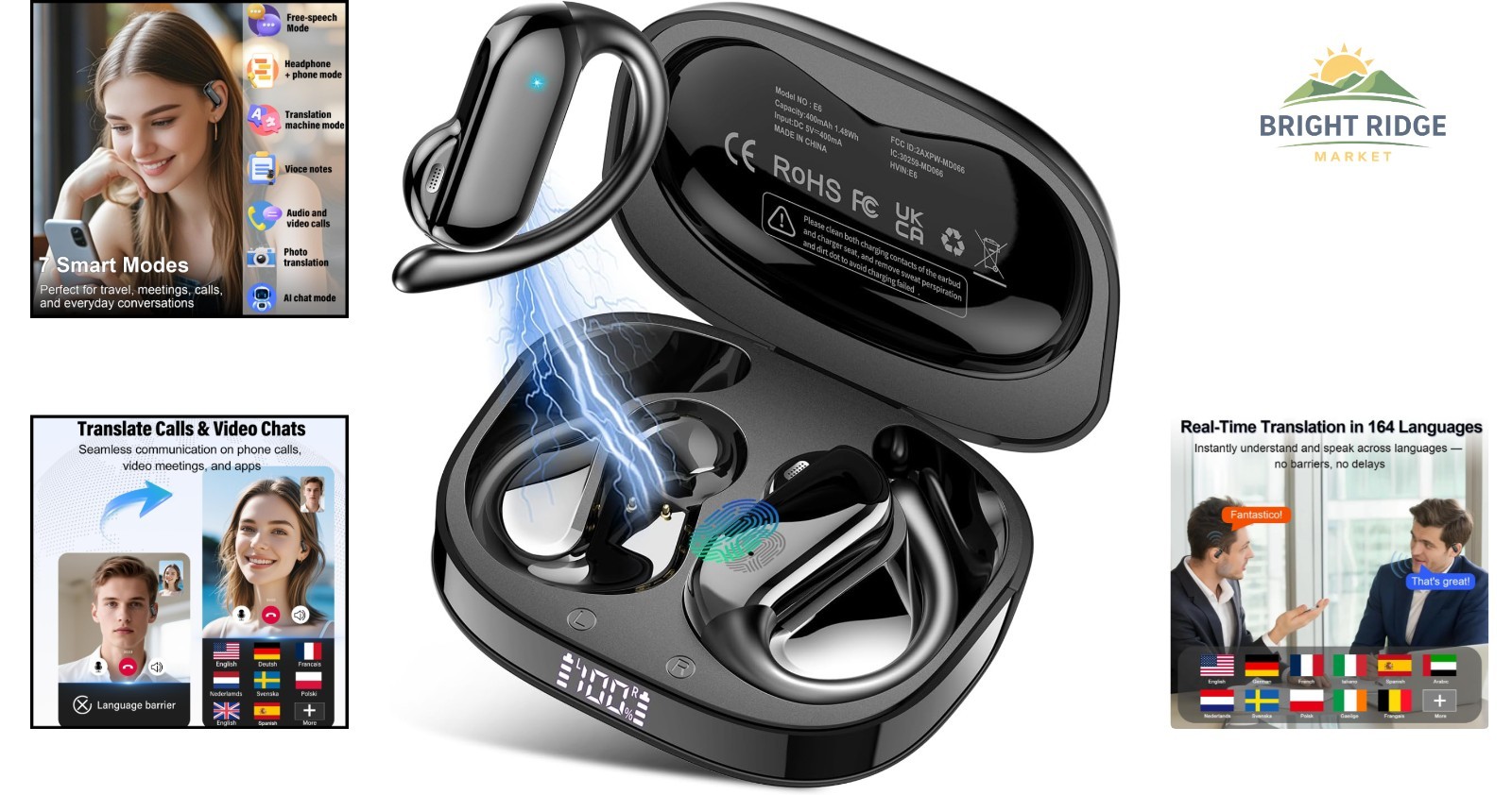 Real-Time Translation Earbuds with 164 Languages and Multi-Mode Functionality