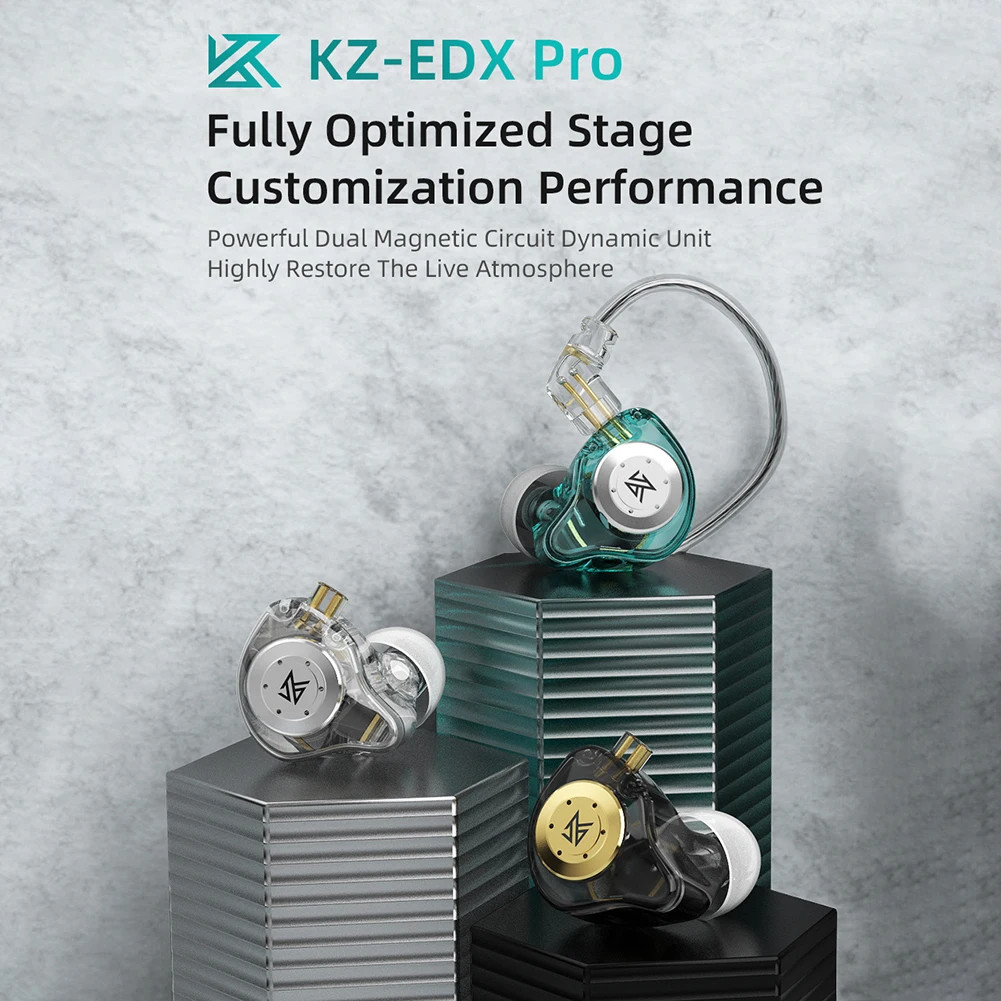 Kz Edx Pro Earphones Dynamic in Ear Monitor Hifi Wired Headphones Bass Stereo Ga