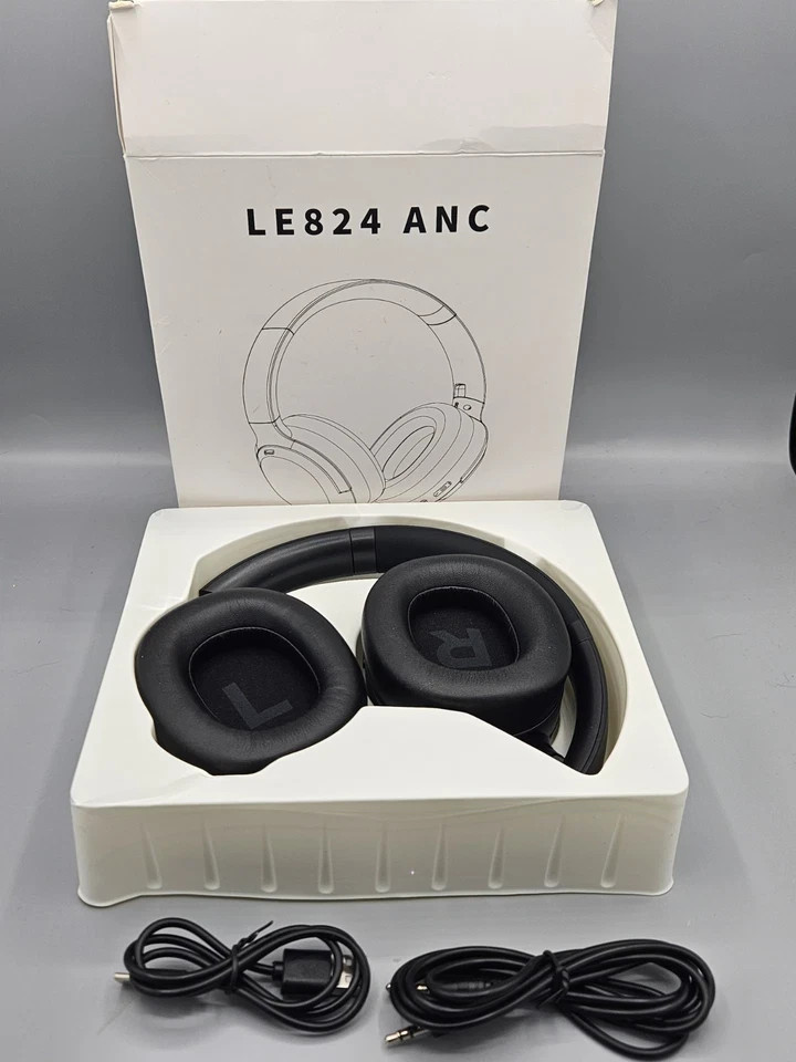 LE824 ANC Bluetooth Wireless Over Ear Headphones Noise Cancelling Open Box