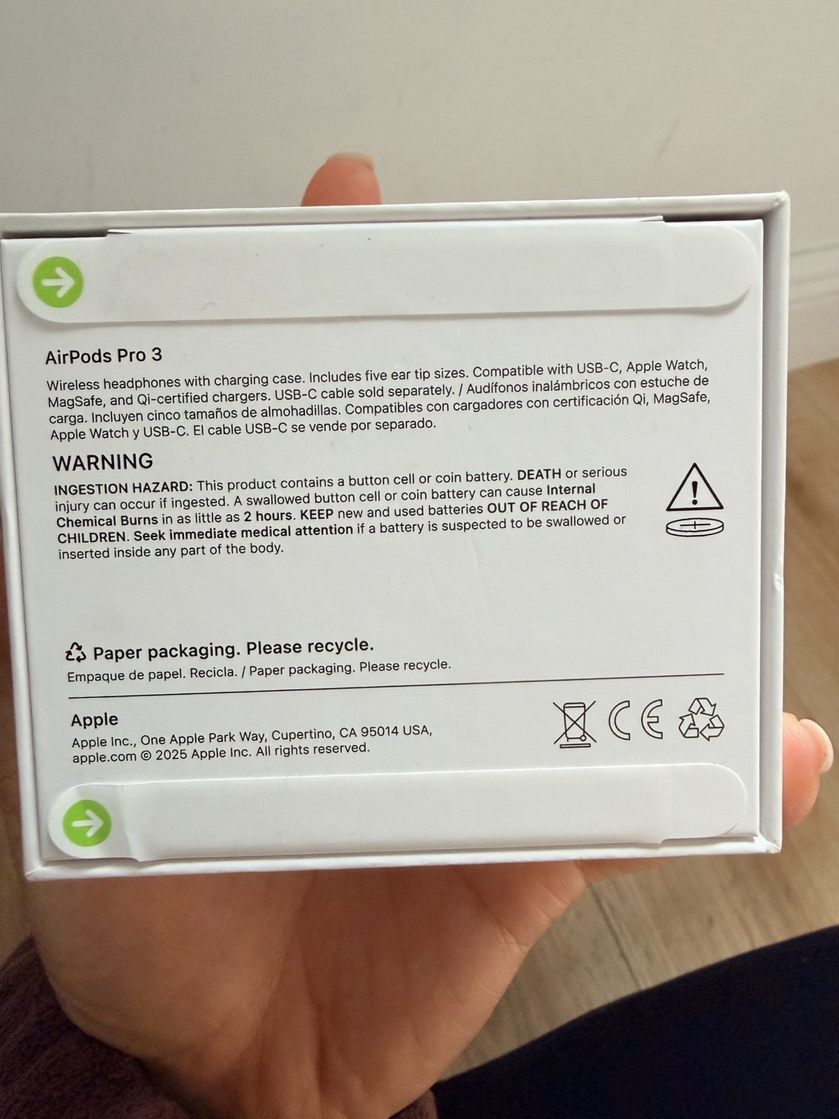 Apple AirPods Pro 3 Wireless Bluetooth USB-C In-Ear Earbuds White Double A3063