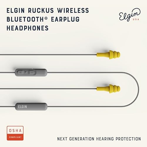Ruckus Wireless Bluetooth Earplug Headphones, 25 dB NRR, Noise Gravel Gray