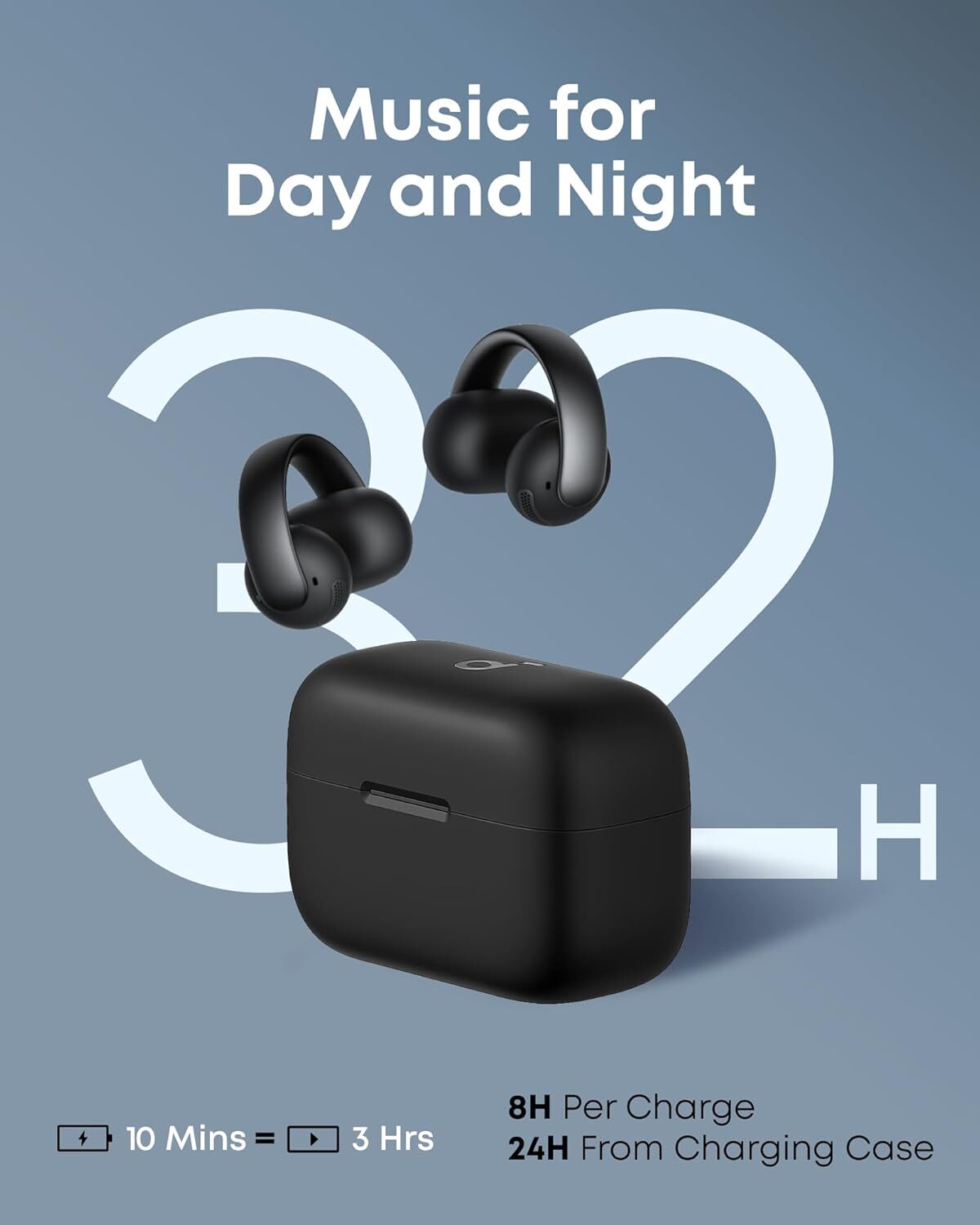 Soundcore AeroClip Open-Ear Earbuds Clip-On Headphones Adaptive Comfort 4 Mics