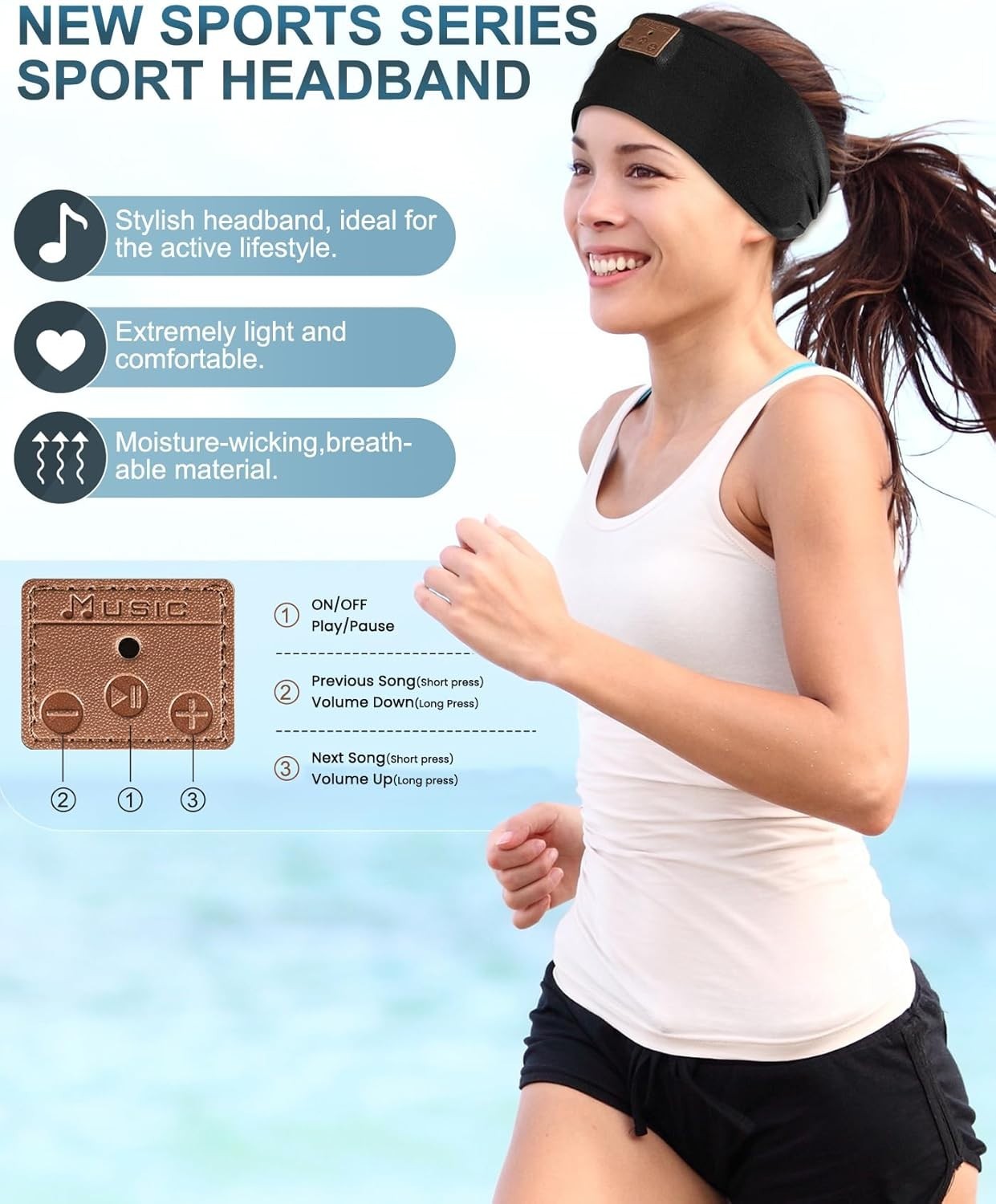 Water-Resistant Sleeping Headphones with HD Sound – Ideal for Travel & Yoga
