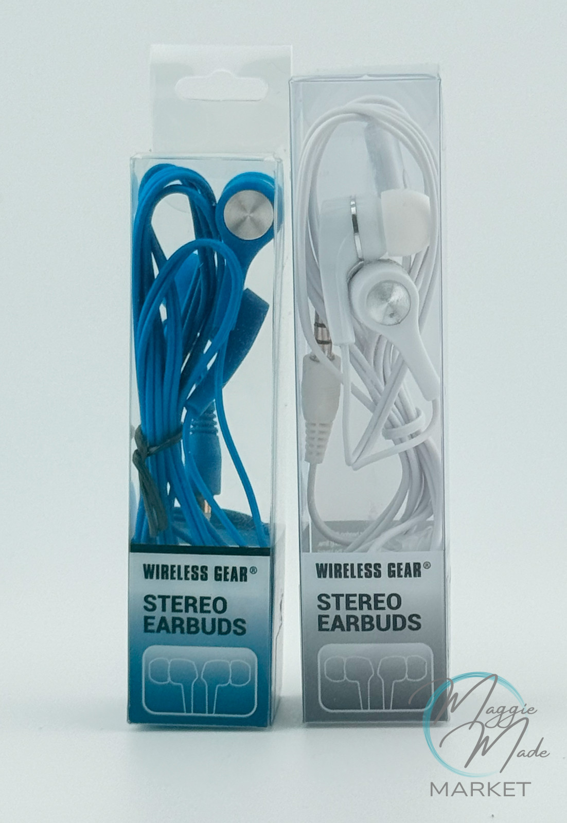 New Wireless Gear Stereo Earbuds 2-Pack – Wired In-Ear Headphones – White/Blue