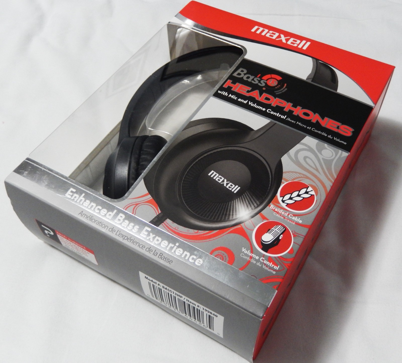 Maxell Bass 13 Headphones with Microphone and Volume Control Model #199840