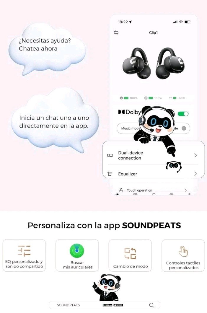 Soundpeats Clip1 Open Ear Wireless Earbuds with Dolby Audio, Hi-Res, Fast Charge