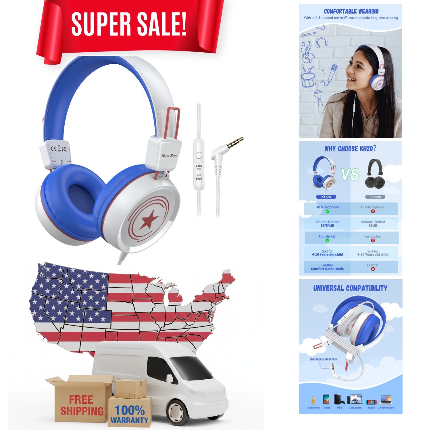 Comfortable Kids Headphones with Sound Isolation & Built-in Mic – Travel Ready