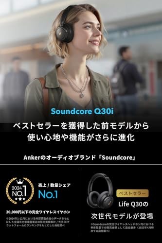 Anker Soundcore Q30i Bluetooth 5.3 Wireless Headphones ANC 50h Playback White