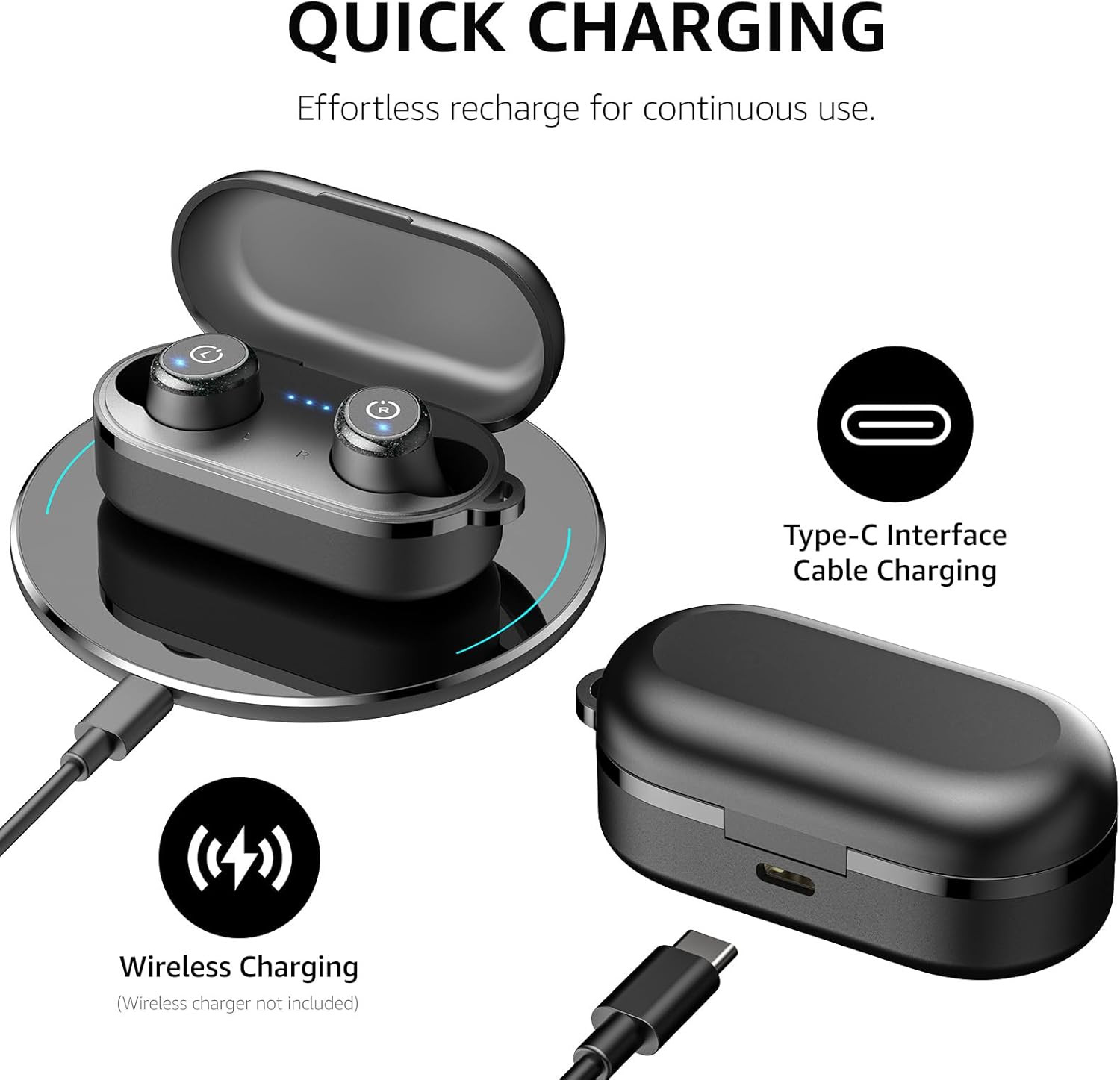 T10 Wireless Earbuds Bluetooth 5.3 Headphones, App Customize EQ, Ergonomic Desig