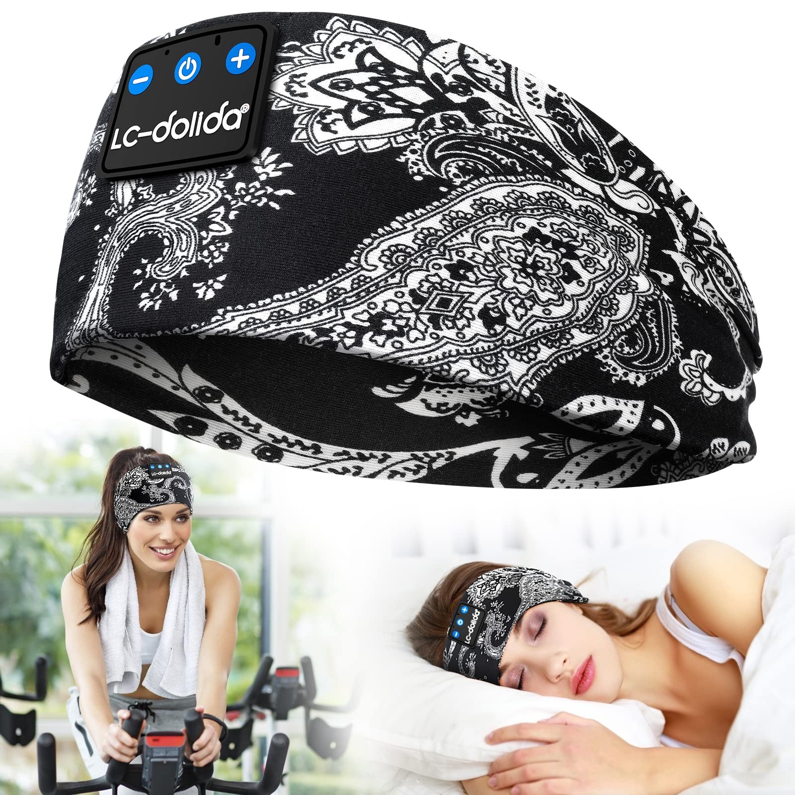 LC-dolida Sleep Headphones Bluetooth Music 1 Count (Pack of 1), Boho Black