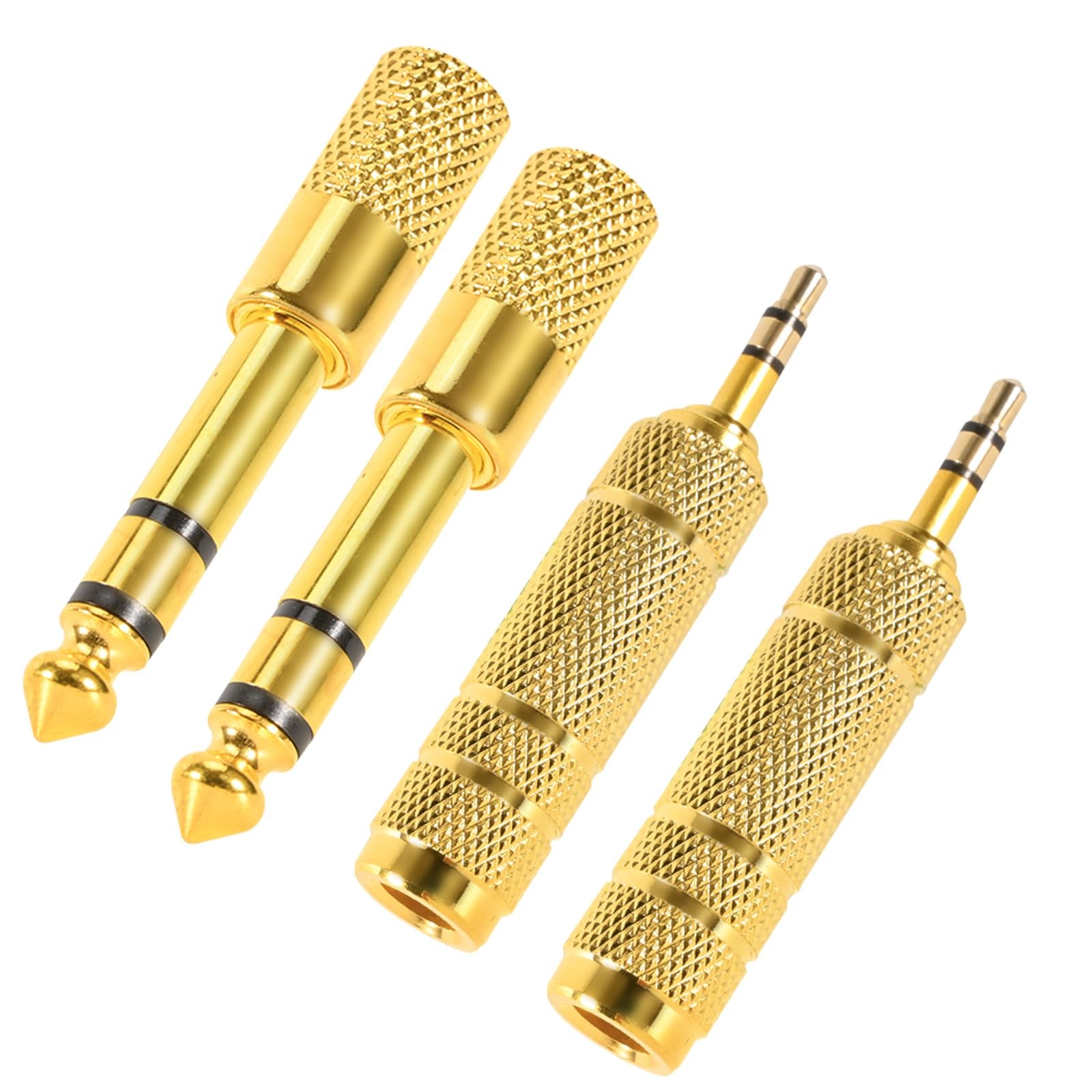 QAJOPFN 4 Pack Headphone Jack Adapter – 3.5mm (1/8 inch) Male to 6.35mm (1/4 inc
