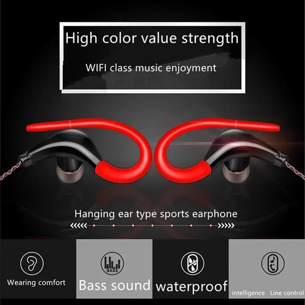 Wired In-Ear Sport Hifi Earphone Earbuds Over Ear Hook Headphone 3.5mm With MIC