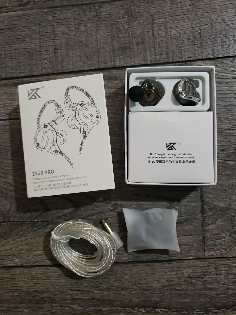 KZ ZS10 Pro 4BA+1DD in-Ear HiFi Earphones Earbuds No Mic 3.5mm Jack, Blue/Silver