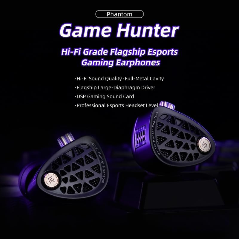 KZ Phantom Gaming In-Ear Monitor, Hi-Fi Grade Flagship Esports Iems with Full-Me