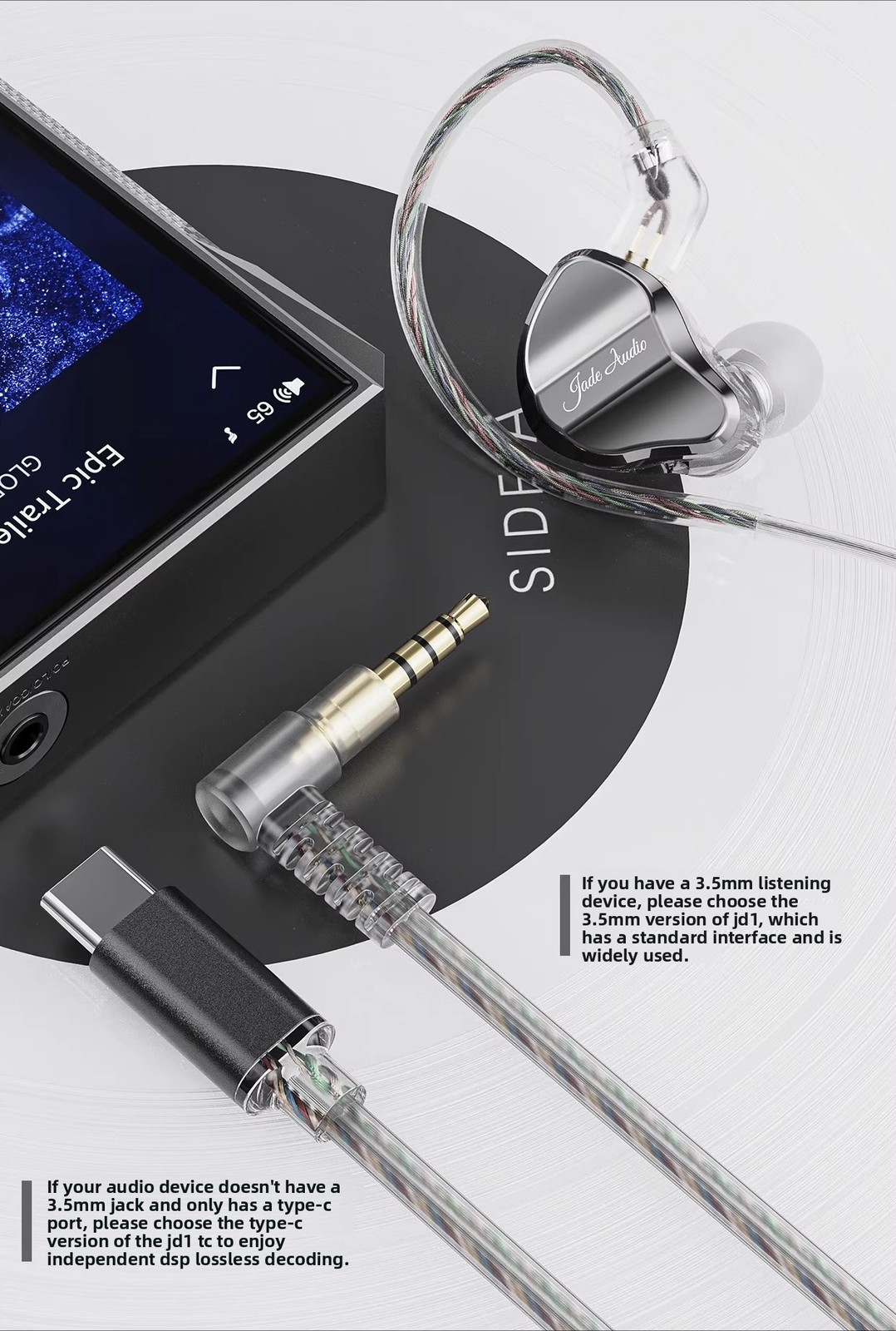 FiiO JD1 Type-C Wired IEM Dynamic Driver Earbuds Mic In-Line Control HiFi