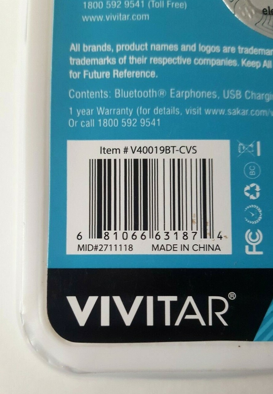 Vivitar Listen Up Bluetooth Earphones / HeadPhones Wireless – NEW Black