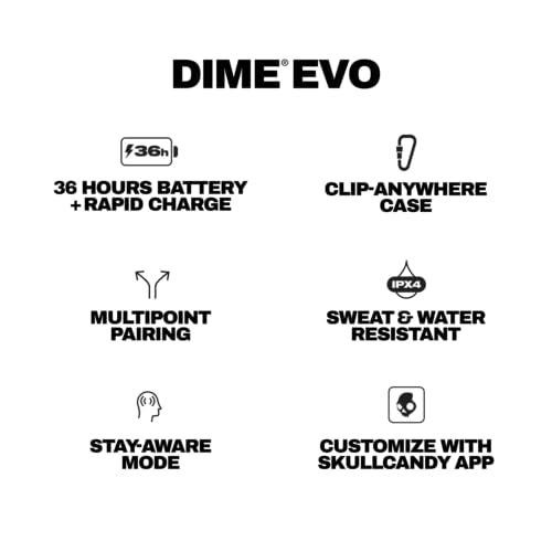 Dime Evo Wireless Earbuds, Bluetooth Headphones, Noise Isolating Fit, Up to 36 H
