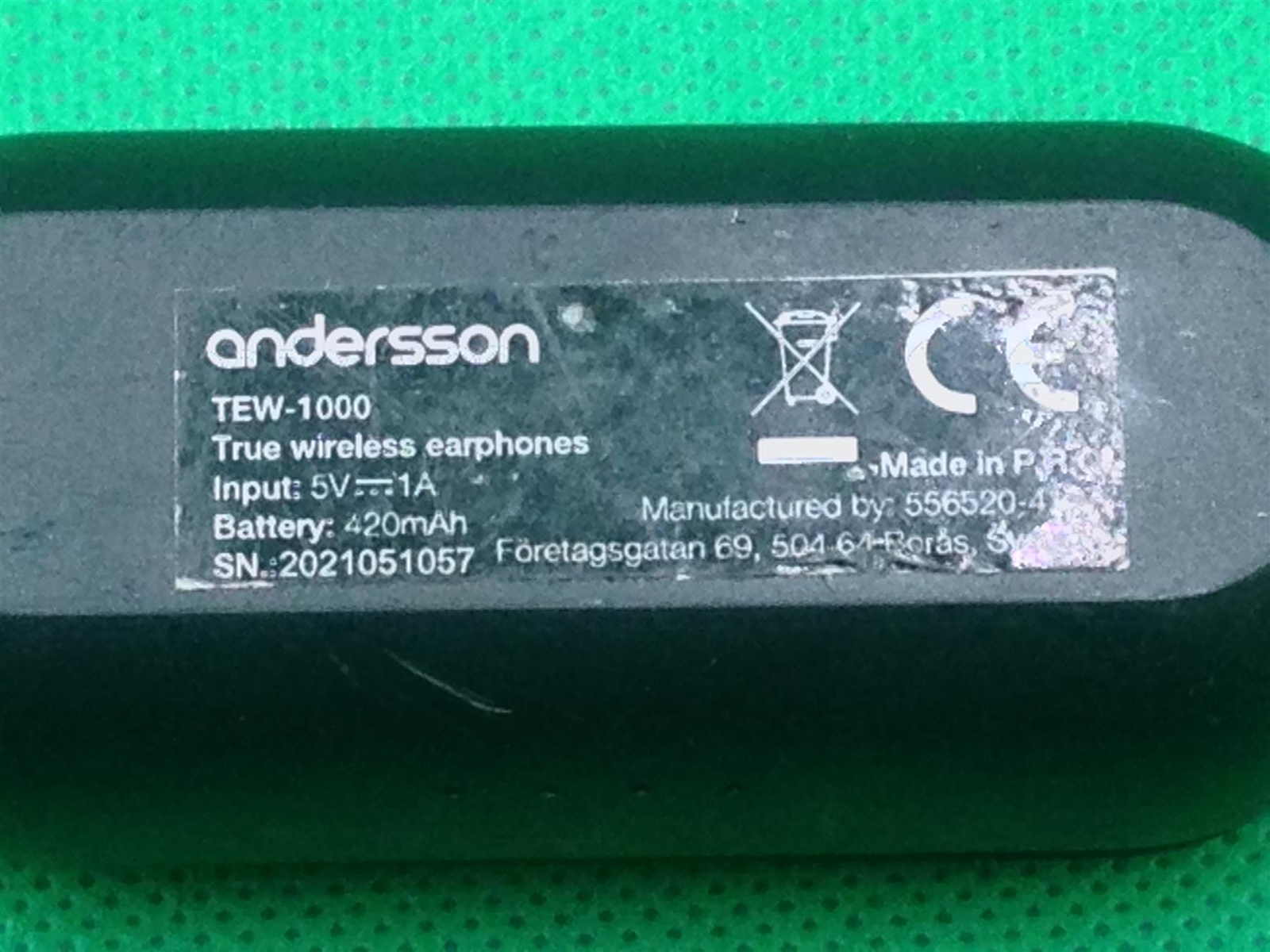 Andersson TEW-1000 TWS Wireless Charging Case 420mAh Left Earbud Earphones