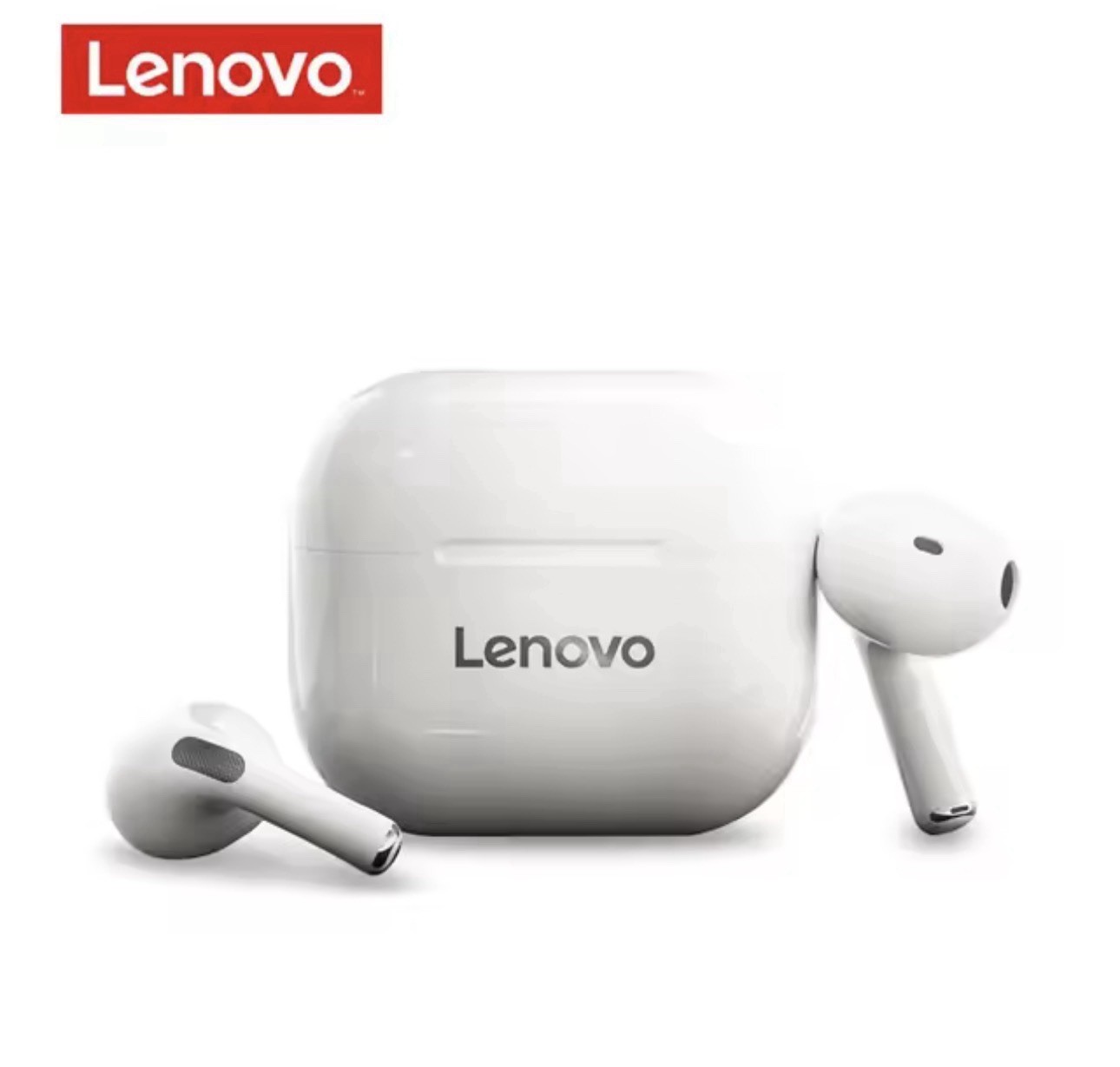 Lenovo True Wireless Bluetooth In-Ear Earbuds, Built-In Mic, 13mm, Black/White