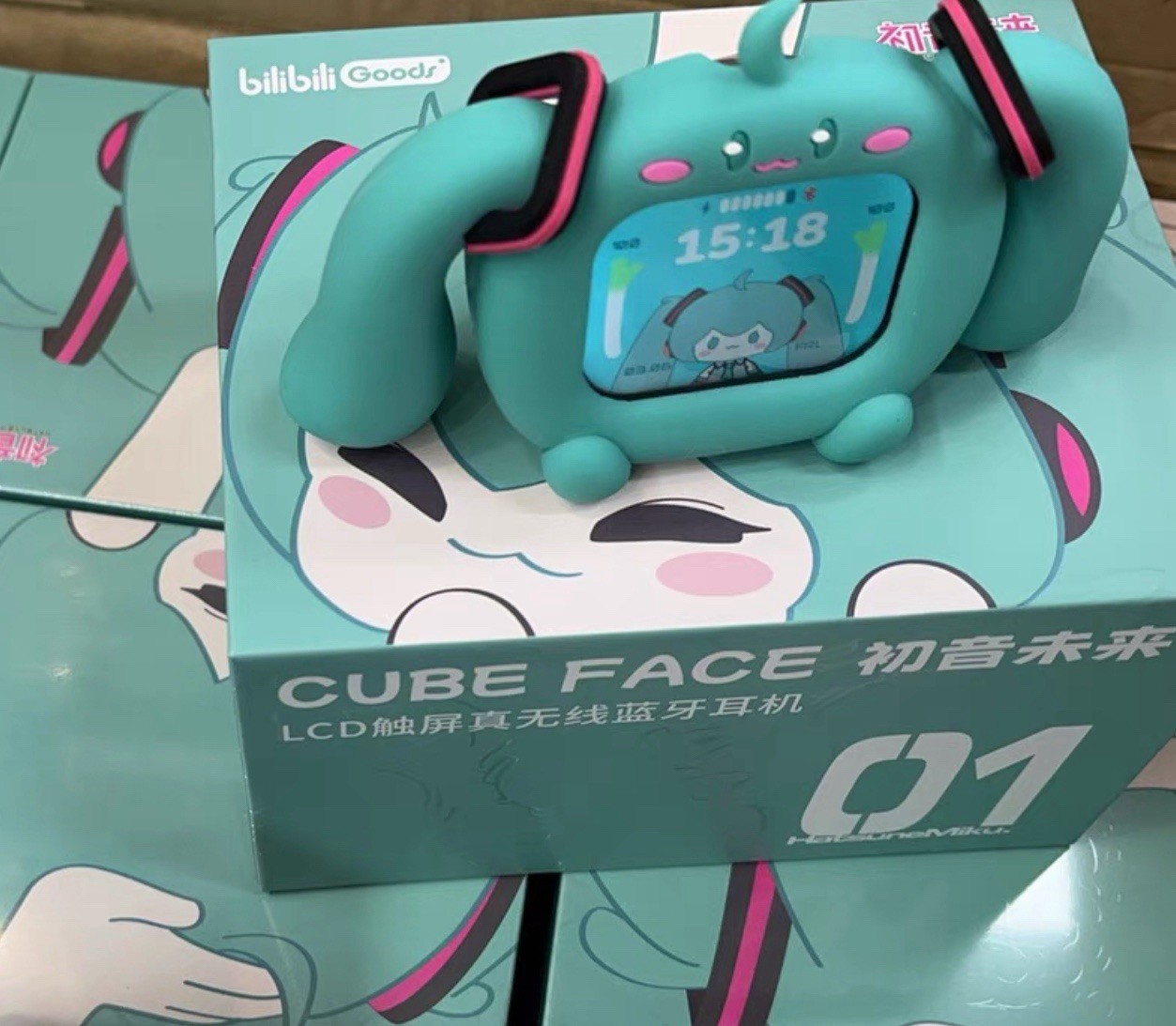 Anime Miku LCD Bluetooth Headphones Touch Screen iPhone Android Hatsune Earbuds