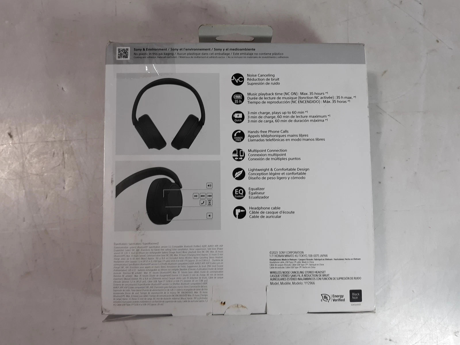 Sony WH-CH720N/BZ Noise Canceling Wireless Headphones Bluetooth Over Ear Black
