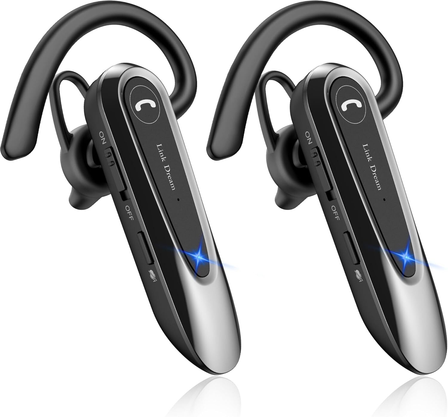 Bluetooth Earpiece Wireless CVC8.0 Headset for Cell Phone Dual Mic Noise Cance..