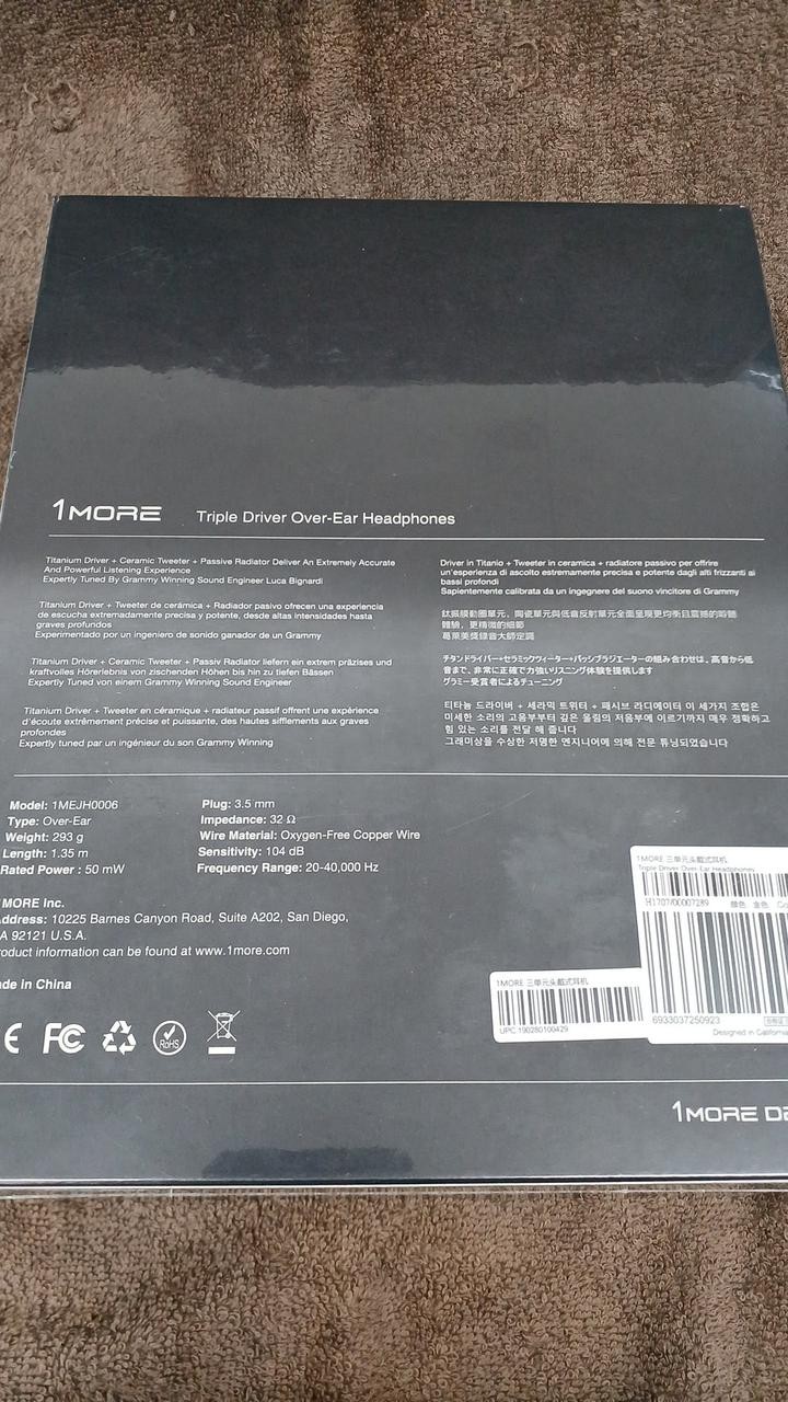 1MORE H1707 Triple Driver Over Ear Headphones Gold Hi-Res