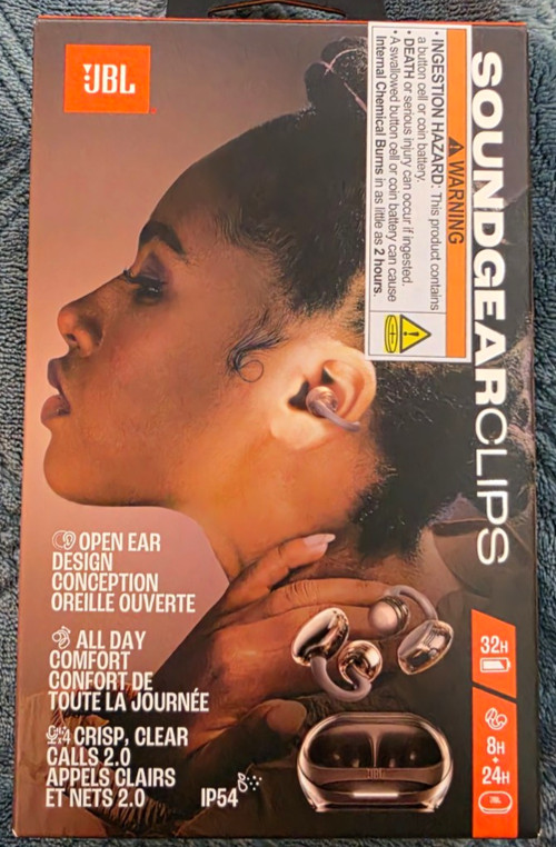 JBL Soundgear Clips Open-Ear Bluetooth Earbuds, Multipoint, Black