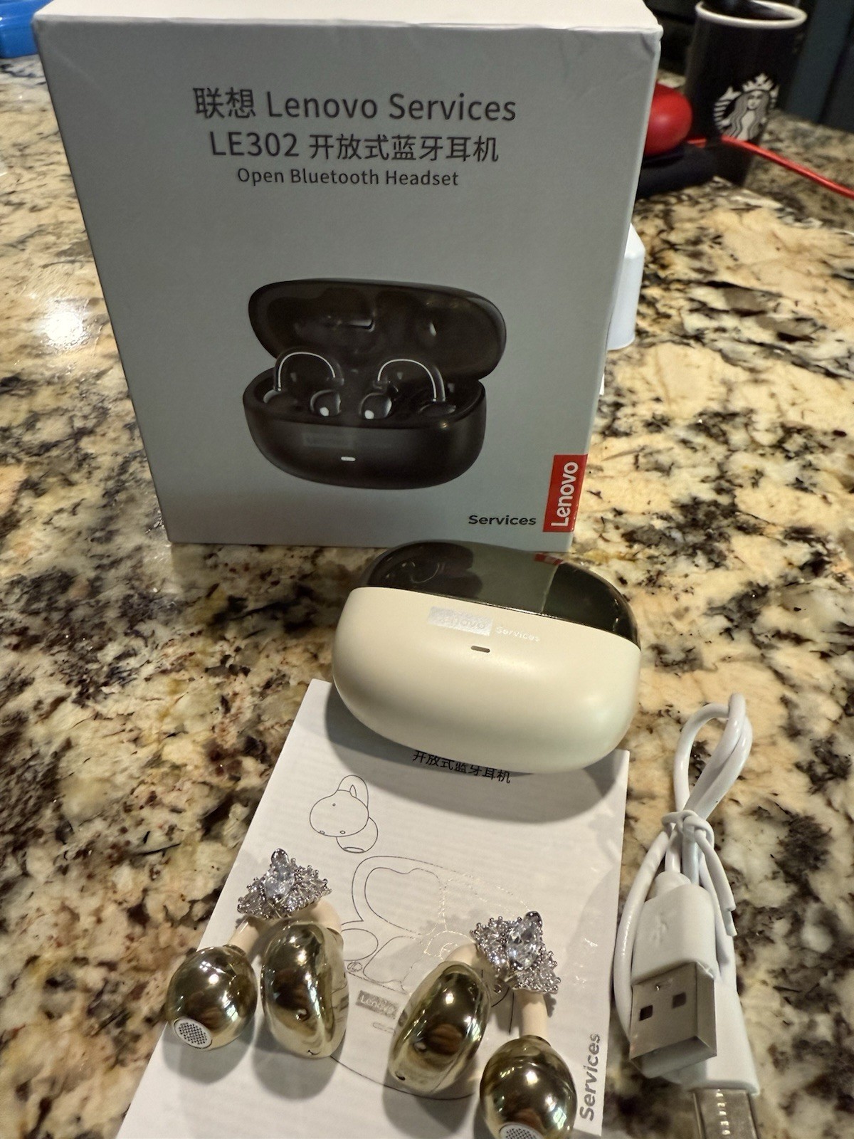 Lenovo LE302 Bluetooth Ear Clip Headphones Ear Buds With Ear Jewelry Included