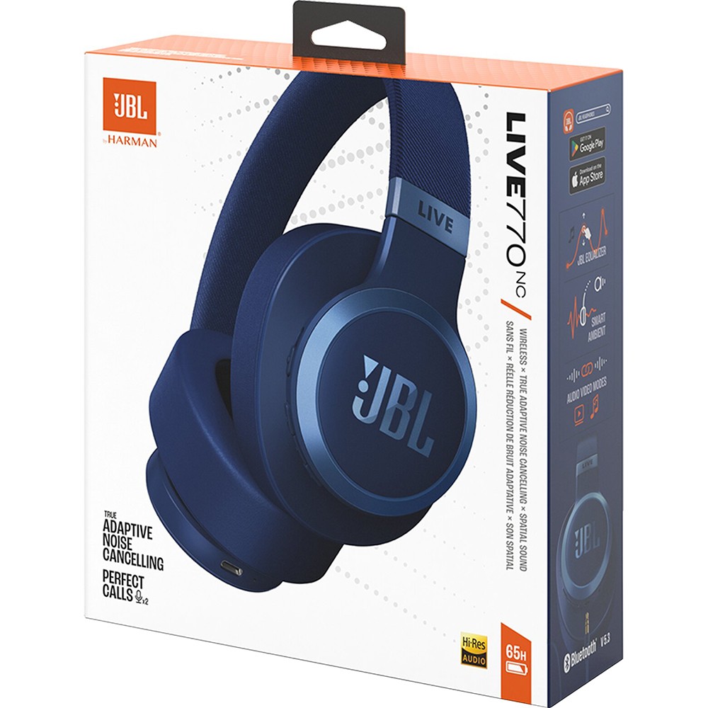 JBL Live 770NC – Wireless Over-Ear Headphones, Blue – Open Box