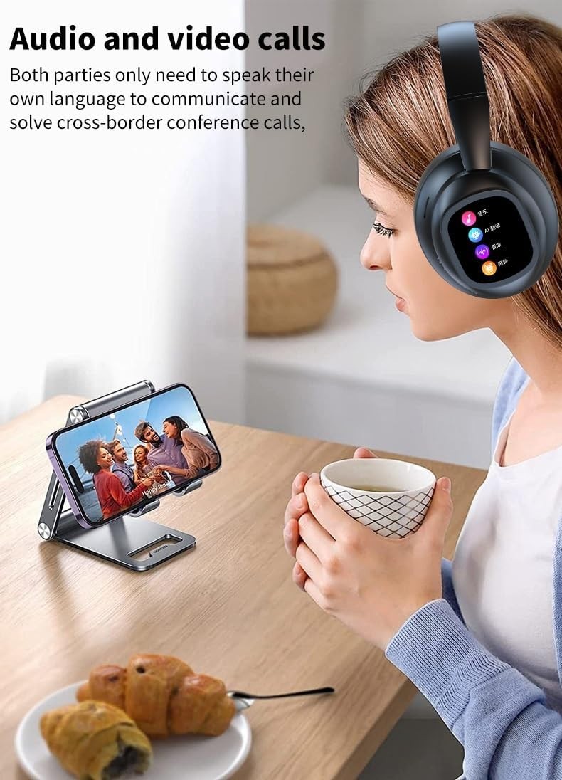 AI Headphones with Detachable Screen – 115-Language Real-Time Translation, Hy…