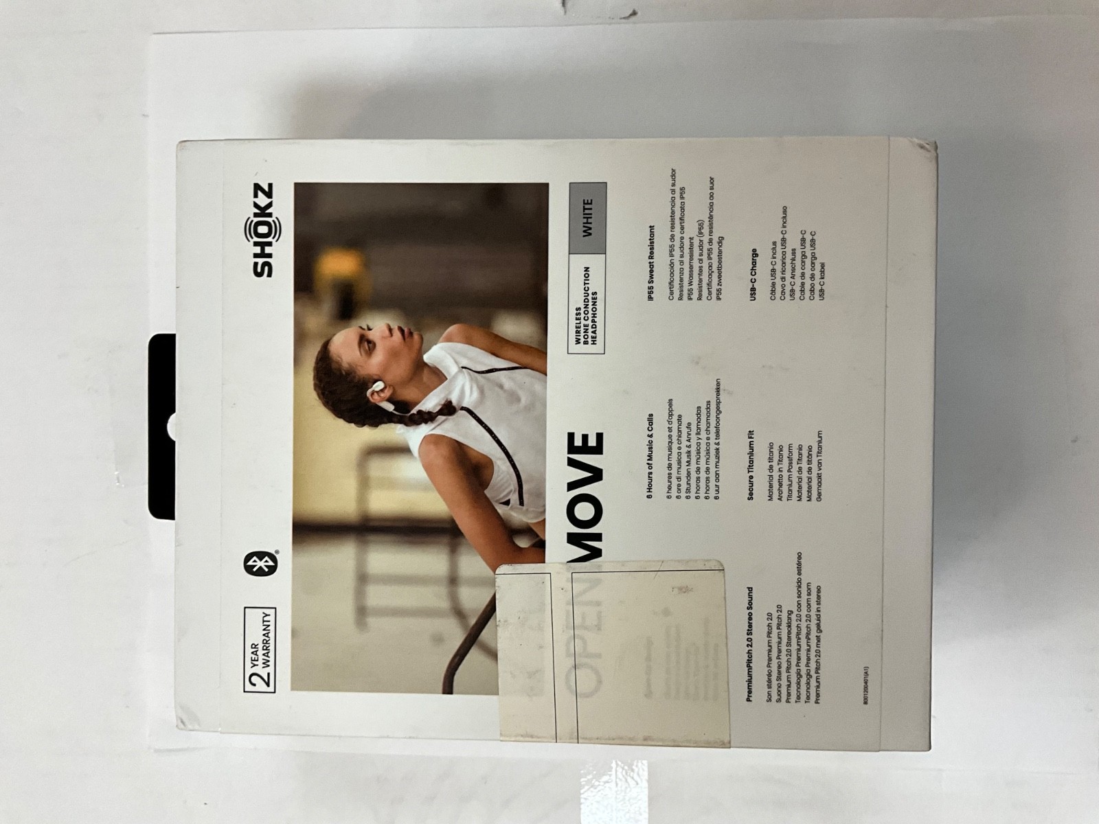 Shokz OpenMove Bone Conduction Open Ear Lifestyle/Sport Headphones – White