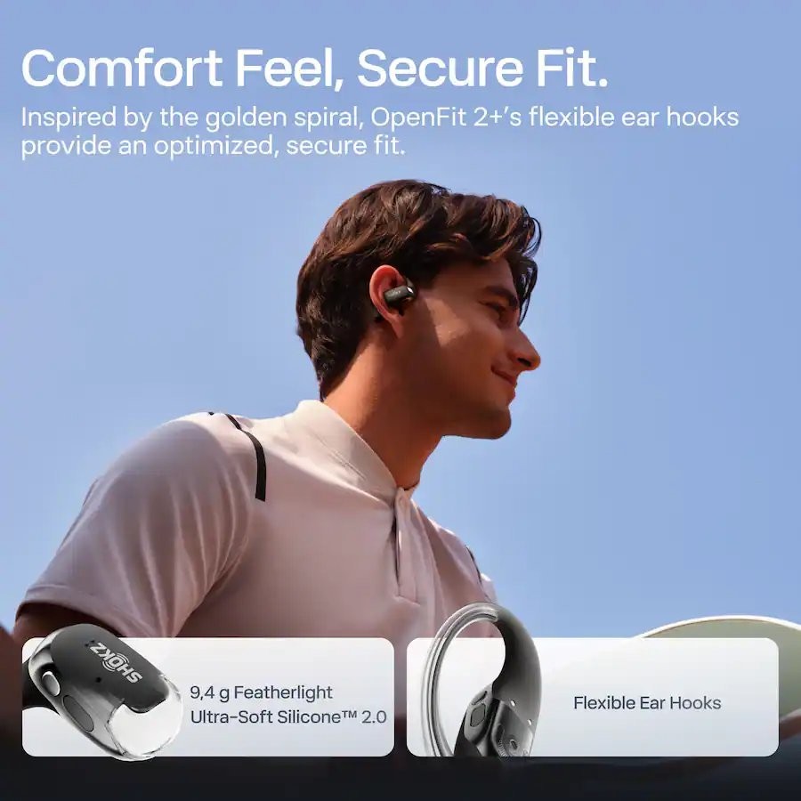 ✅ SEALED: SHOKZ OpenFit 2+ Headphones Open-Ear Design | Dolby Audio | Black ✅