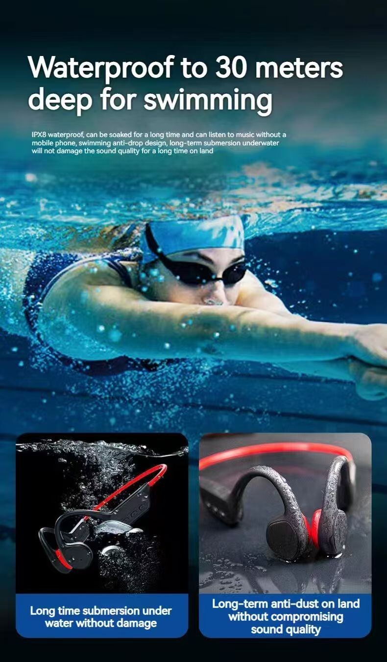 POLVCDG X7 Bone Conduction Wireless Headset 32GB Memory Bluetooth Waterproof AU