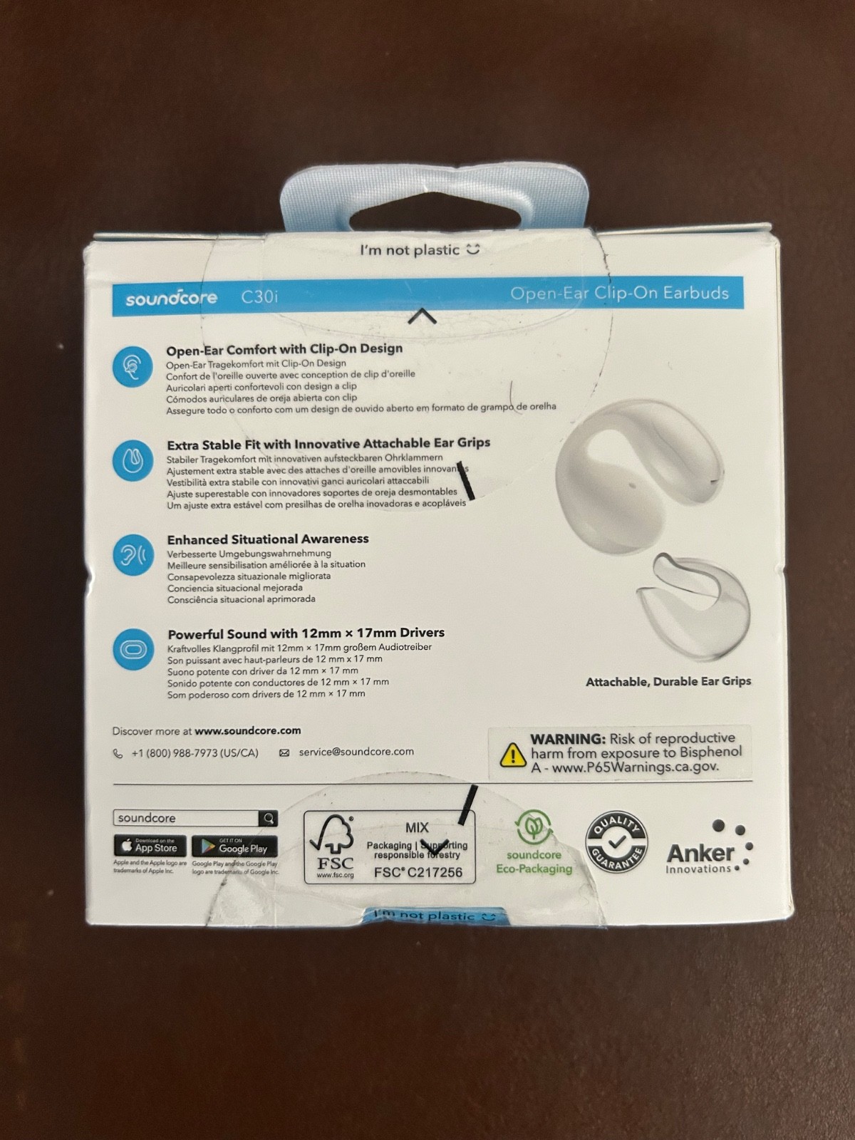Soundcore C30i Open-Ear Clip-On Earbuds by Anker- NEW-WHITE