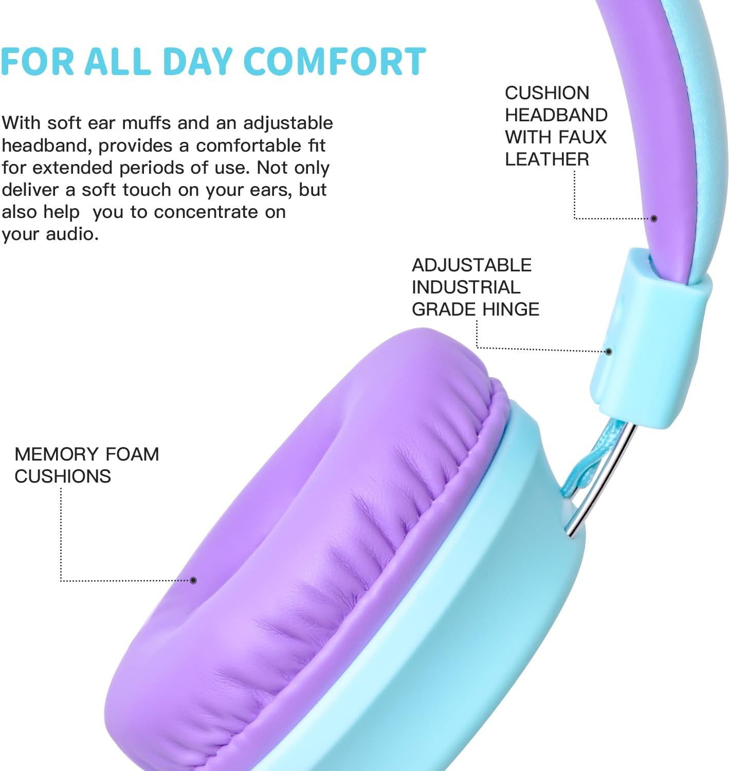 Olyre Kids Headphones, Toddler Headphones with Cord for School Plane Travel, Lig