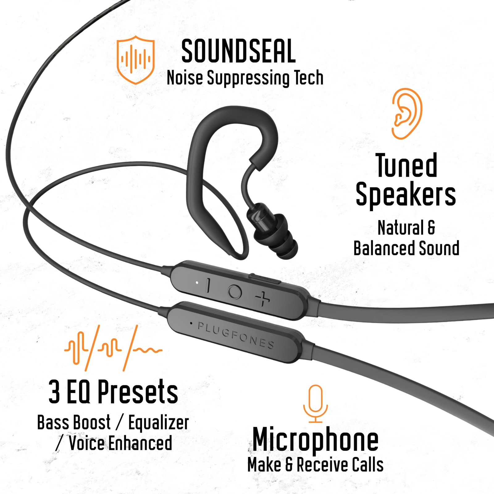 Plugfones FreeReign XC Bluetooth Earbuds Black