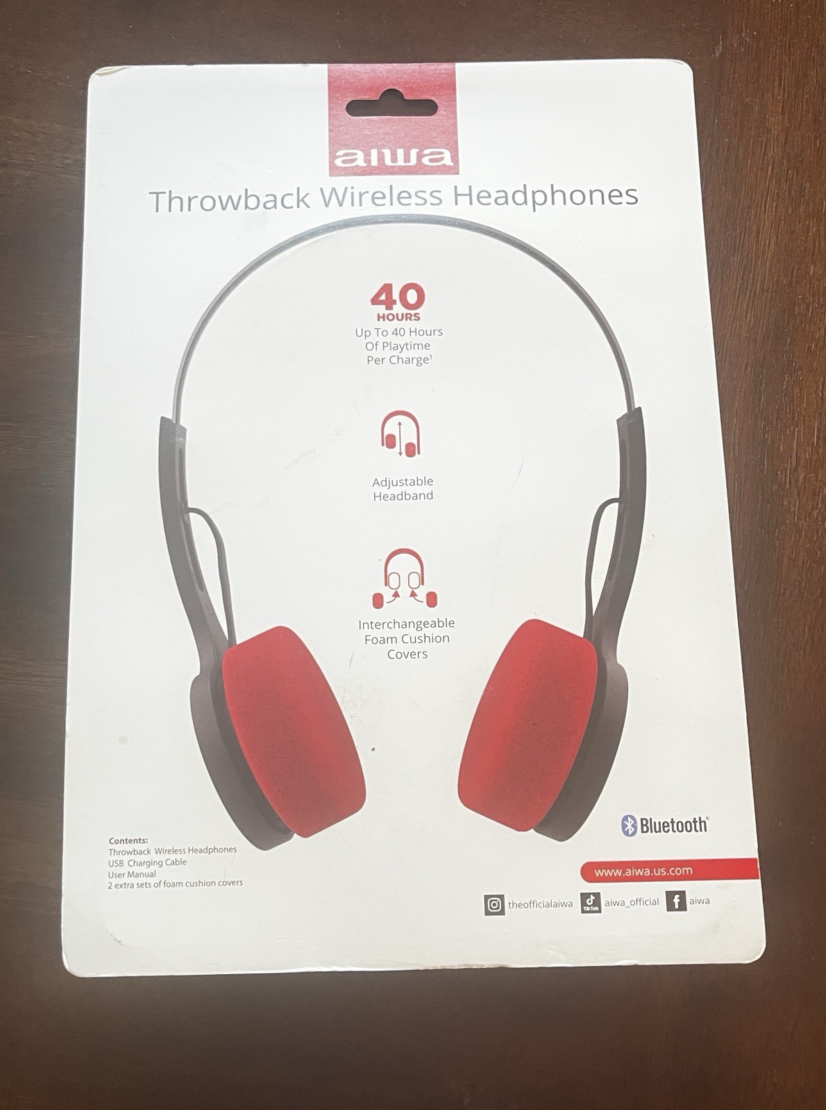 Aiwa 80s Throwback Wireless Bluetooth Earphones Touch Control 40Hr Retro Style
