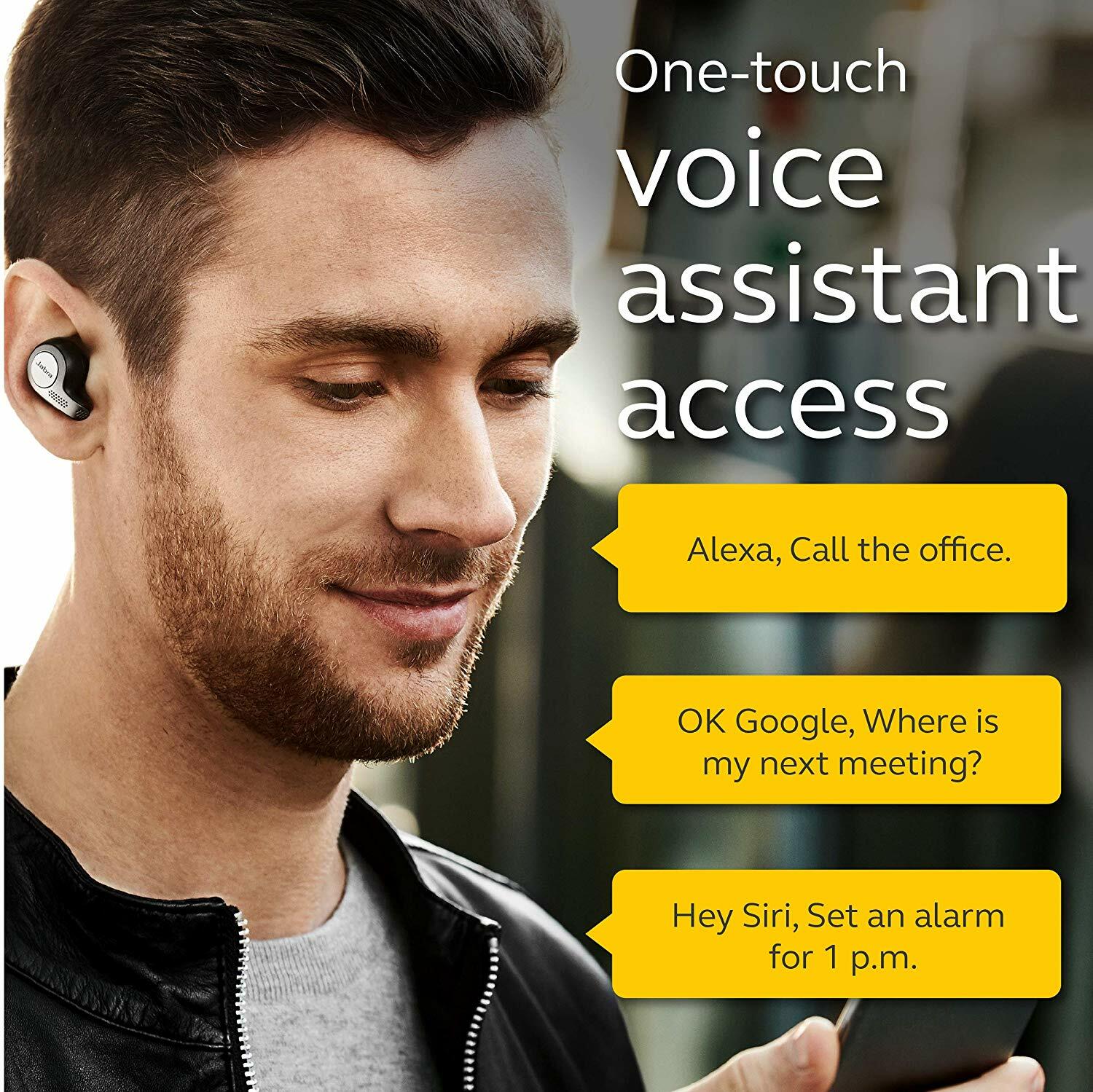 Jabra Elite 65t Wireless Earbud Headphones, Titanium Black + Charge Case