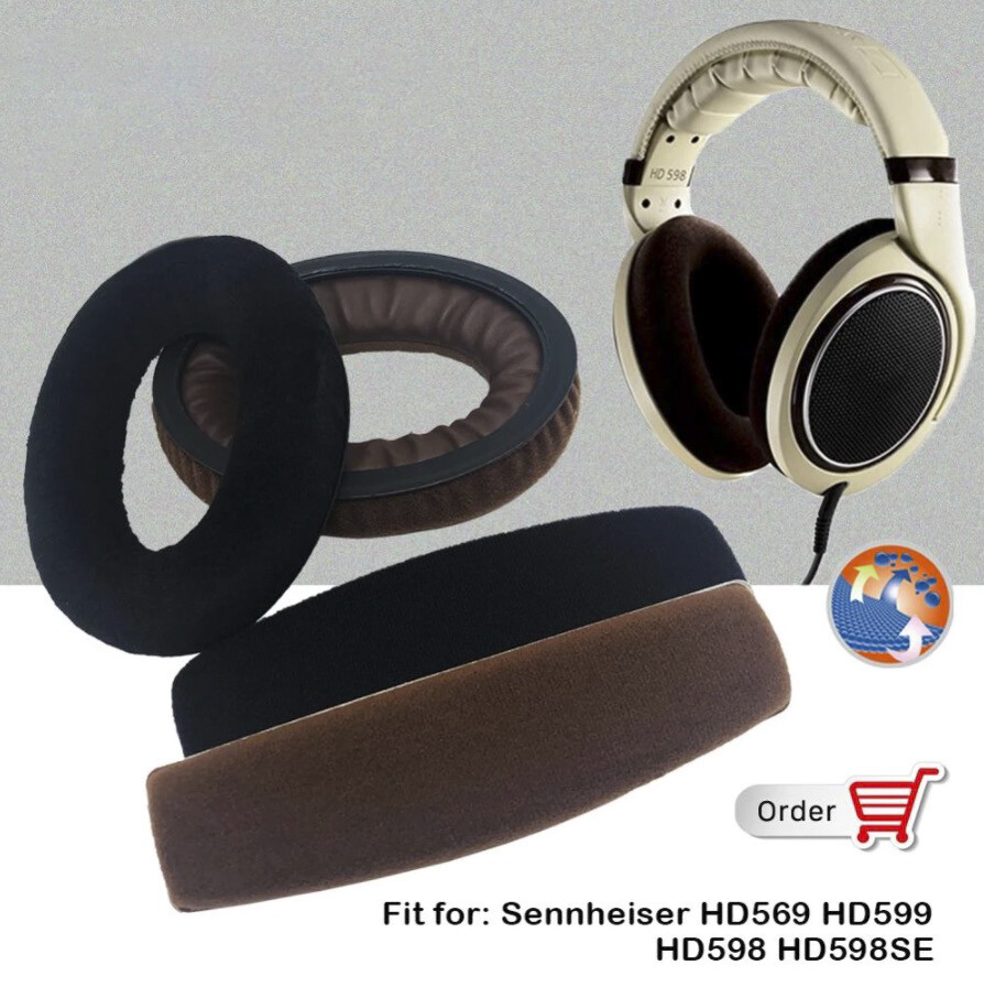 Velvet EarPads for Sennheiser HD569 HD598 HD598SE HD599 Headband Armuff Cushion
