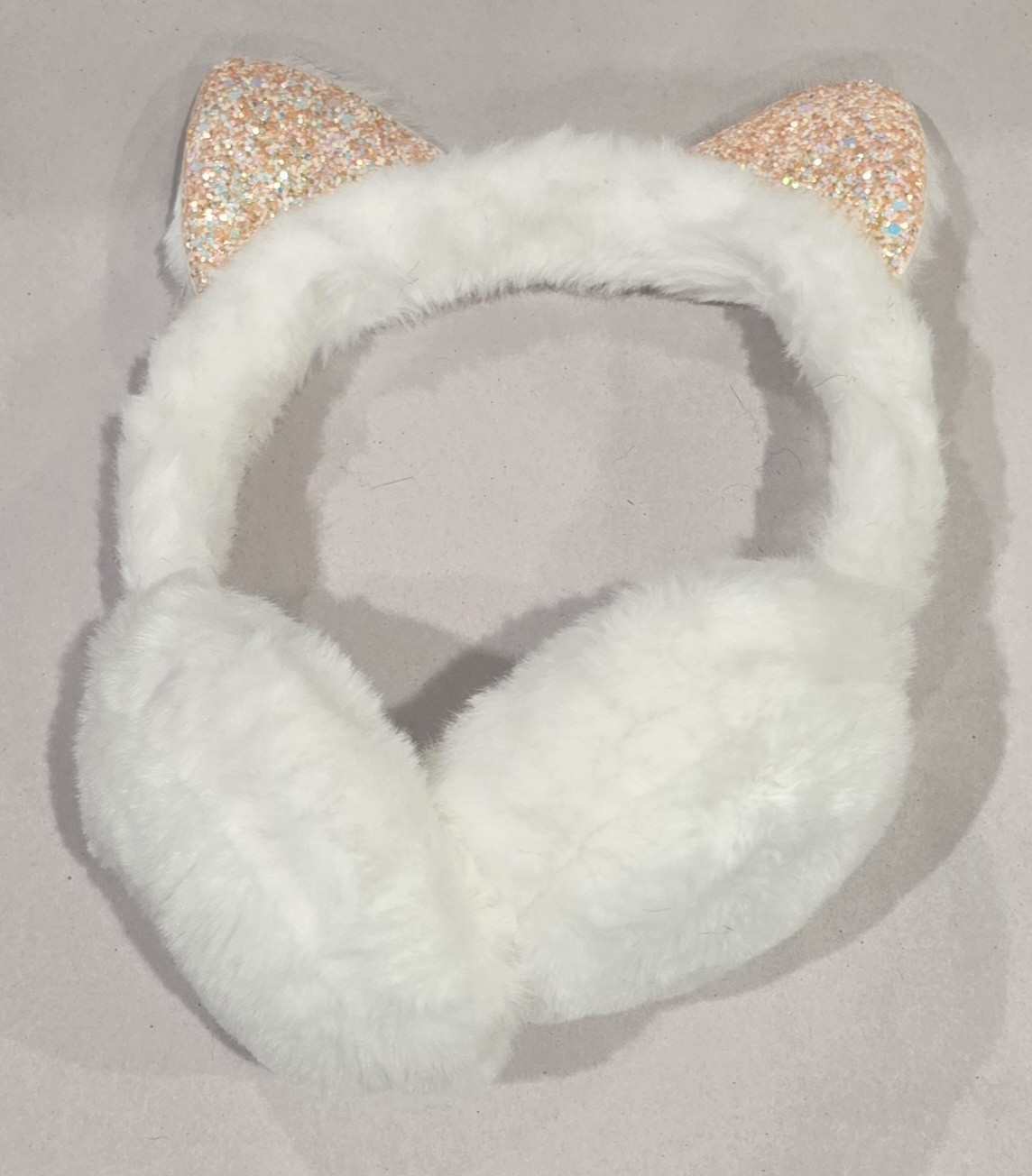 ✨ New White Sequin Fluffy Soft 3.5mm Jack Headphones In USA Free Ship ✨️