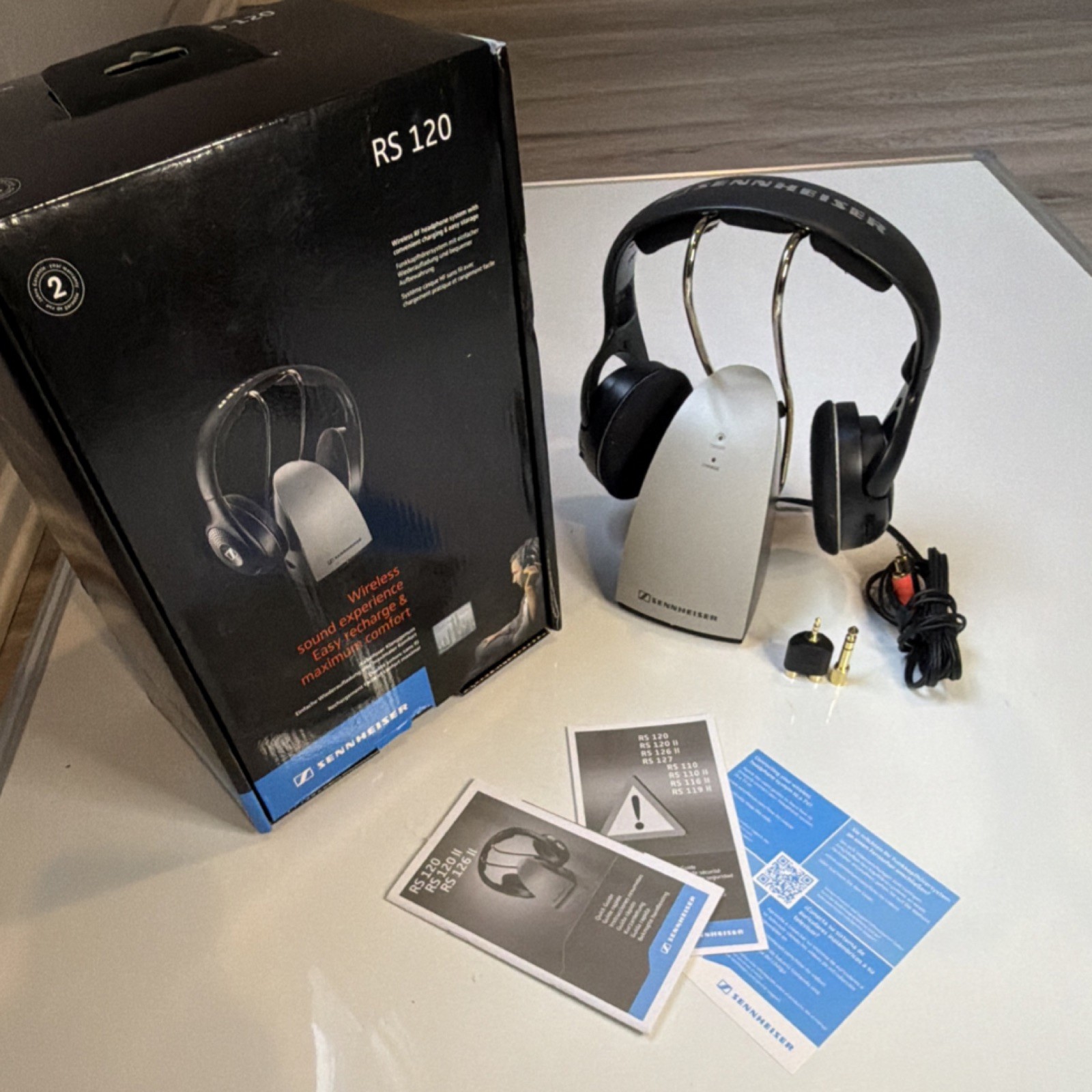 Sennheiser RS120 Wireless Headphones w/ Base Dock Untested Parts/Repair